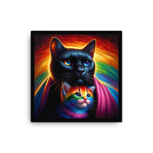 Rainbow Kitten's Haven - Protected by Mother Canvas Artwork